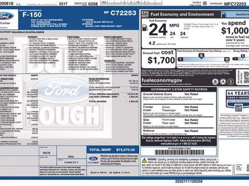 Used 2021 Ford F150 Lariat w/ Equipment Group 502A High AWD/4WD image 38