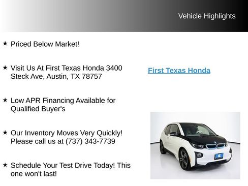 Used 2015 BMW i3 w/ Range Extender RWD image 10