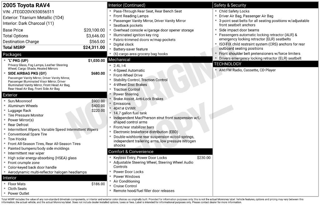 Used 2005 Toyota RAV4 2WD w/ "L" Pkg image 43