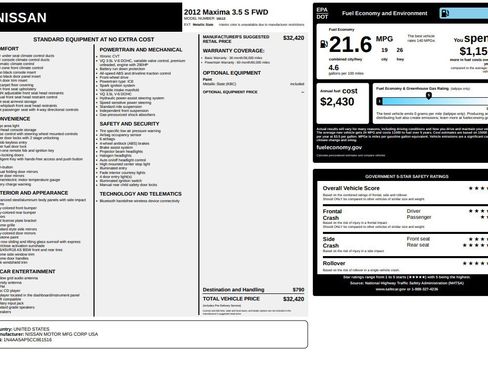 Used 2012 Nissan Maxima 3.5 S image 21