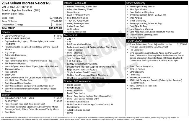 Certified 2024 Subaru Impreza RS AWD/4WD image 20