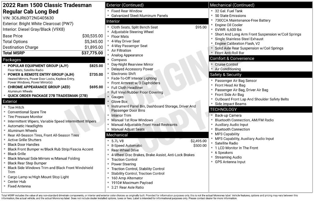 Used 2022 RAM 1500 Tradesman w/ Popular Equipment Group RWD image 18