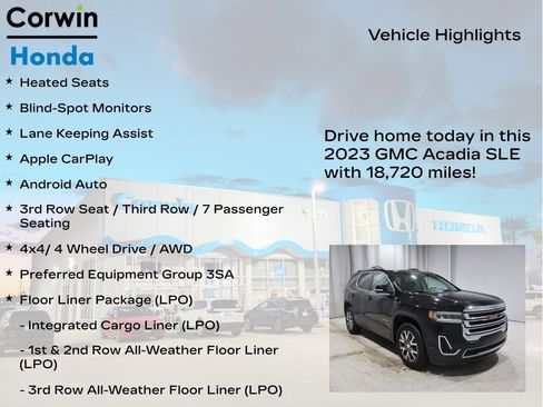 Used 2023 GMC Acadia SLE w/ Driver Convenience Package image 7