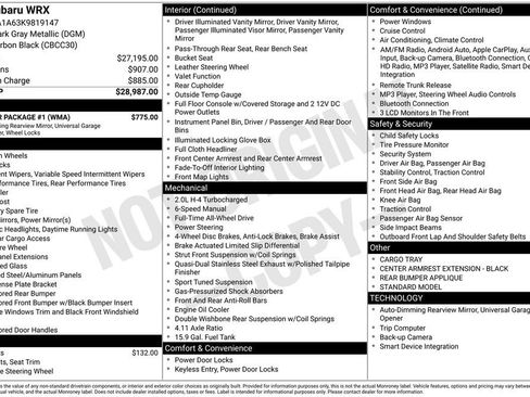 Used 2019 Subaru WRX w/ Popular Package #1 image 11