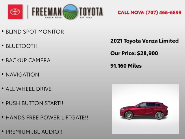 Used 2021 Toyota Venza Limited w/ Advanced Technology Package AWD/4WD image 9
