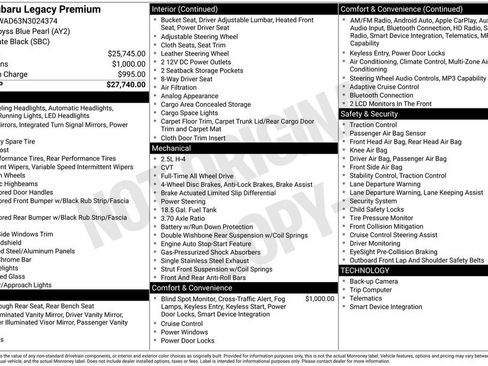 Used 2022 Subaru Legacy Premium image 34