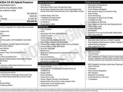 Used 2025 MAZDA CX-50 AWD 2.5 Hybrid w/ Premium Pkg image 24