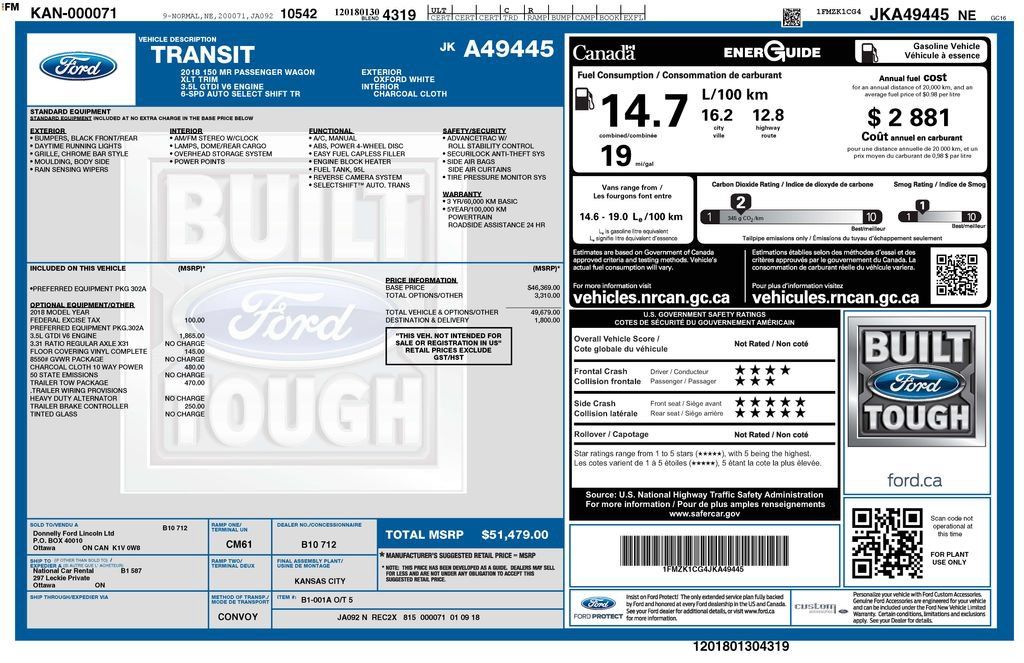 Used 2018 Ford Transit 150 XLT RWD image 2