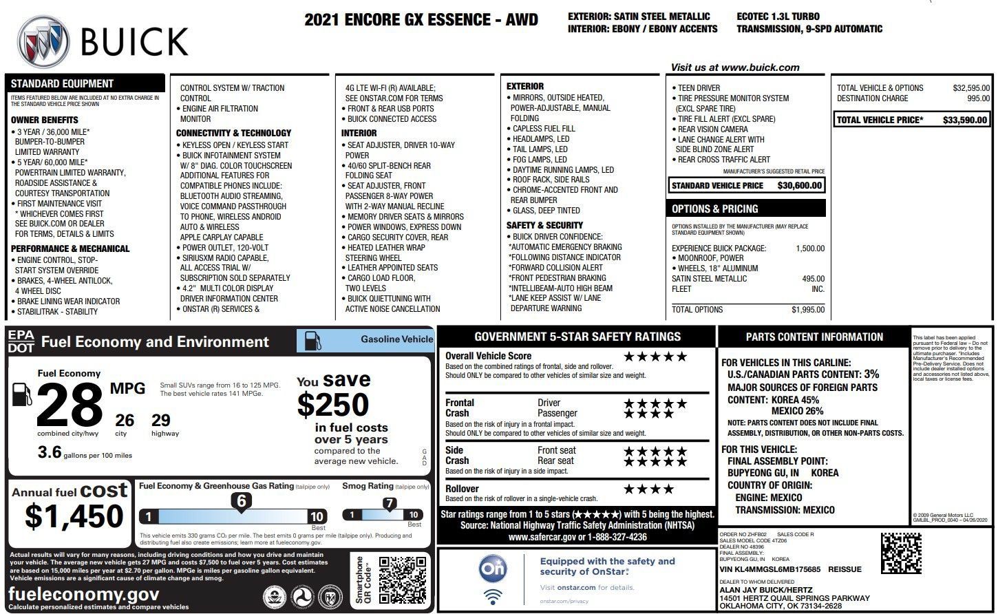 Used 2021 Buick Encore GX Essence w/ Experience Buick Package AWD/4WD image 38