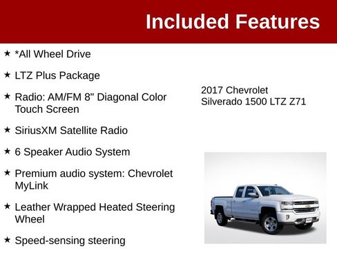 Used 2017 Chevrolet Silverado 1500 LTZ Z71 w/ LTZ Plus Package AWD/4WD image 3