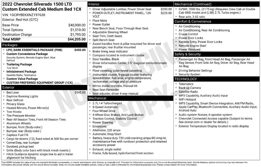 Used 2022 Chevrolet Silverado 1500 Custom w/ LPO, Dark Essentials Package AWD/4WD image 4