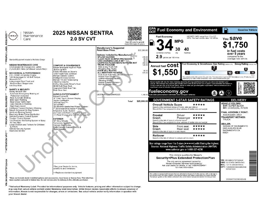 Certified 2025 Nissan Sentra SV w/ All-Weather Package FWD image 30