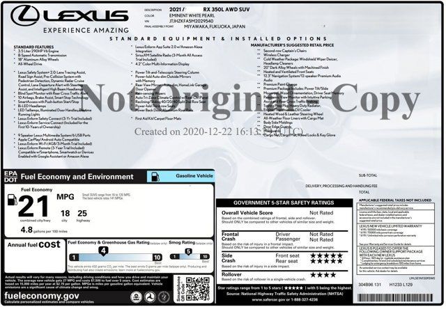Used 2021 Lexus RX 350L Premium w/ Premium Package AWD/4WD image 2