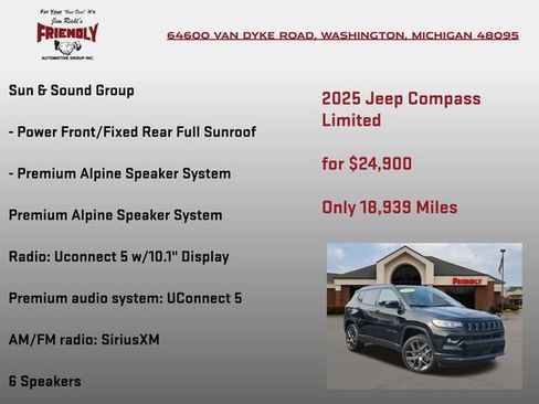Used 2025 Jeep Compass Limited w/ Sun & Sound Group AWD/4WD image 10
