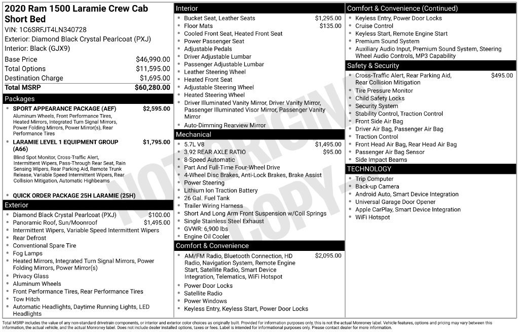Used 2020 RAM 1500 Laramie w/ Sport Appearance Package AWD/4WD image 6