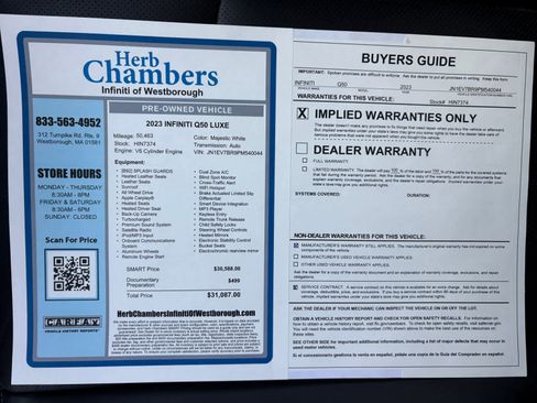 Used 2023 INFINITI Q50 Luxe w/ Cargo Package image 13