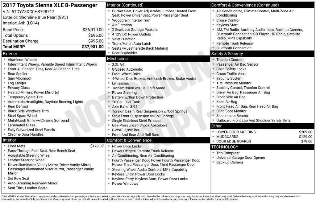 Used 2017 Toyota Sienna XLE FWD image 20