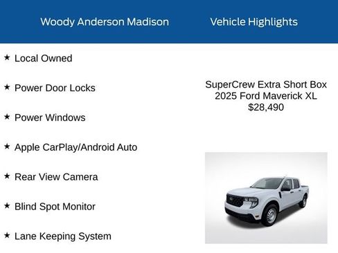 Used 2025 Ford Maverick XL w/ Equipment Group 102A AWD/4WD image 2