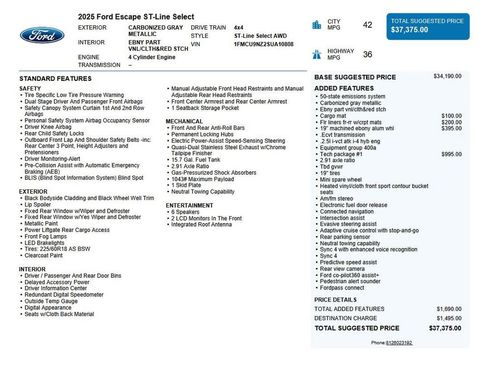 Used 2025 Ford Escape ST-Line Elite w/ Tech Pack #1 image 36
