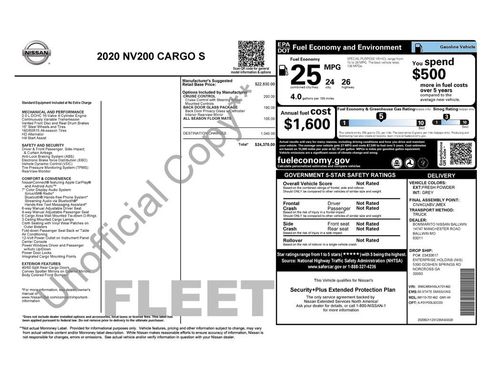 Used 2020 Nissan NV200 S w/ Back Door Glass Package FWD image 1