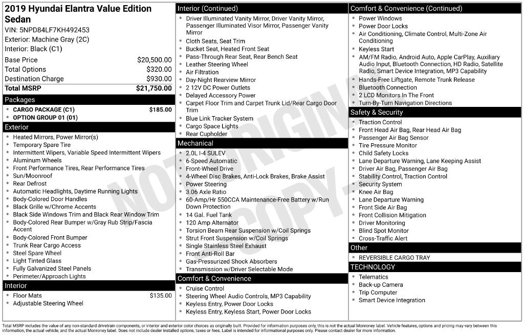 Used 2019 Hyundai Elantra Value Edition w/ Cargo Package FWD image 18