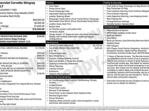 Used 2024 Chevrolet Corvette Stingray Coupe w/ Battery Protection Package RWD image 6