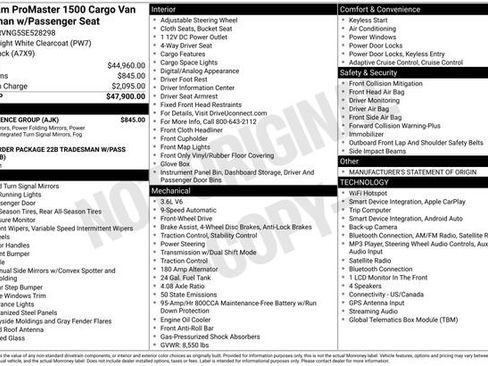 Used 2025 RAM ProMaster 1500 w/ Convenience Group FWD image 2