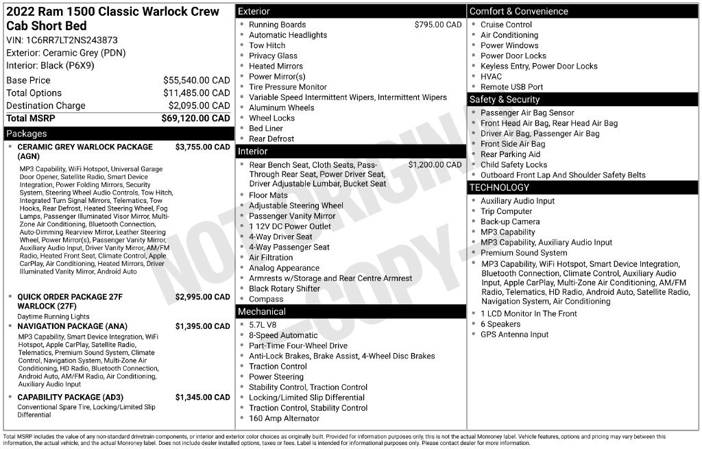 Used 2022 RAM 1500 Warlock w/ Ceramic Grey Warlock Package AWD/4WD image 13