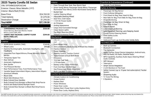 Certified 2025 Toyota Corolla SE w/ Convenience Package FWD image 36