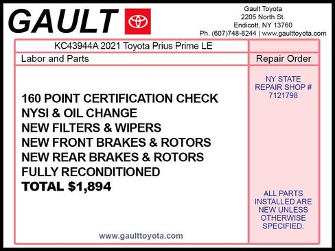 Certified 2021 Toyota Prius Prime LE FWD image 2