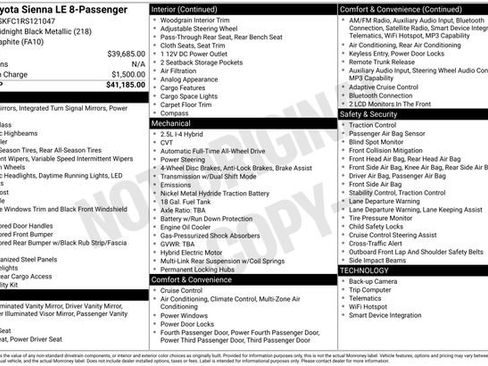 Certified 2024 Toyota Sienna LE AWD/4WD image 37
