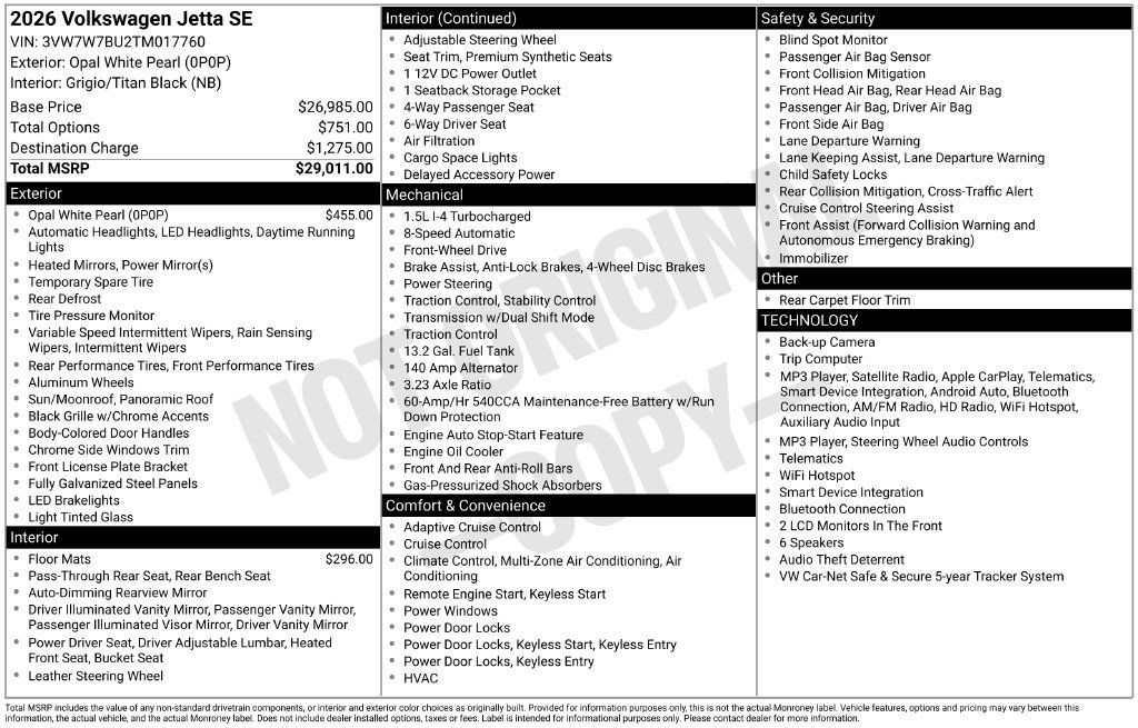 Used 2026 Volkswagen Jetta SE FWD image 7