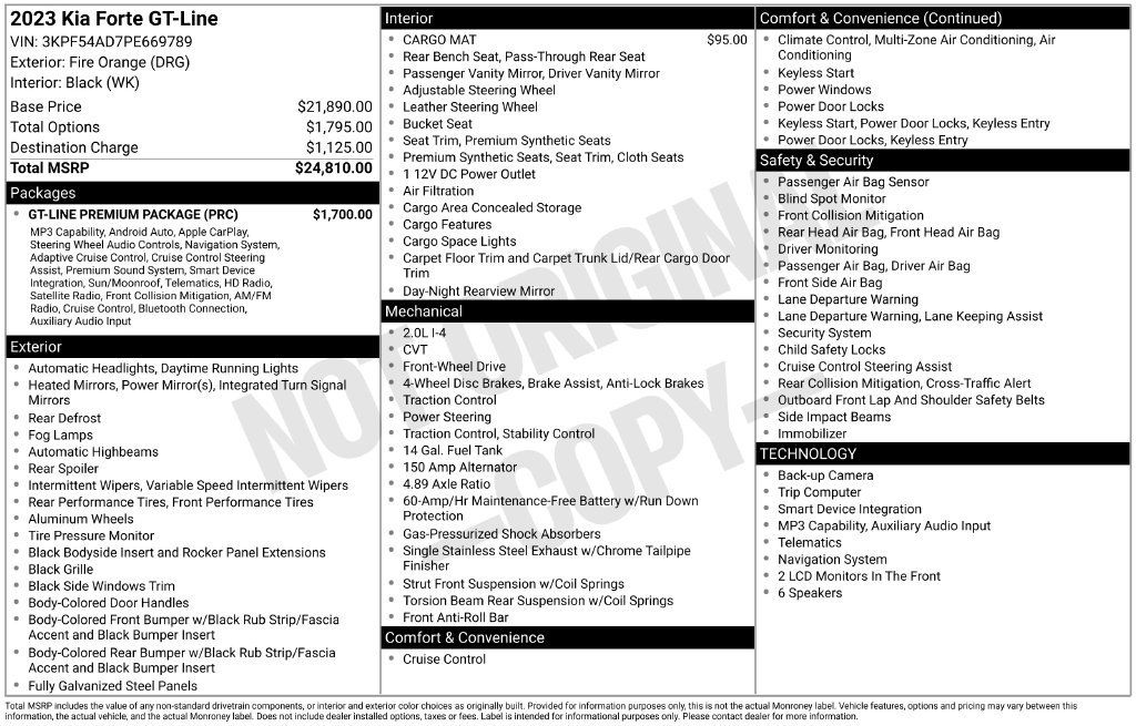 Used 2023 Kia Forte GT-Line w/ GT-Line Premium Package FWD image 4