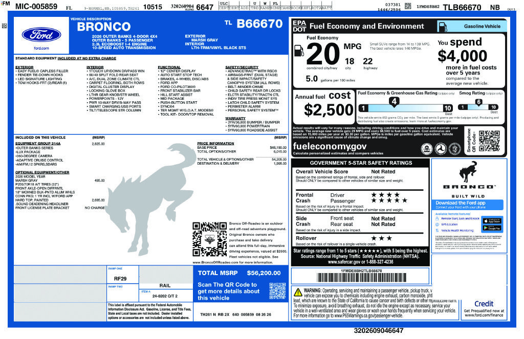 New 2026 Ford Bronco Outer Banks AWD/4WD image 11