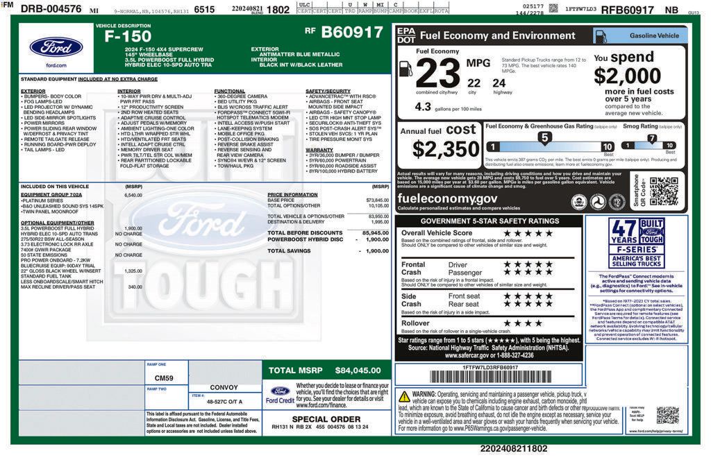 Used 2024 Ford F150 Platinum w/ Equipment Group 702A High AWD/4WD image 14