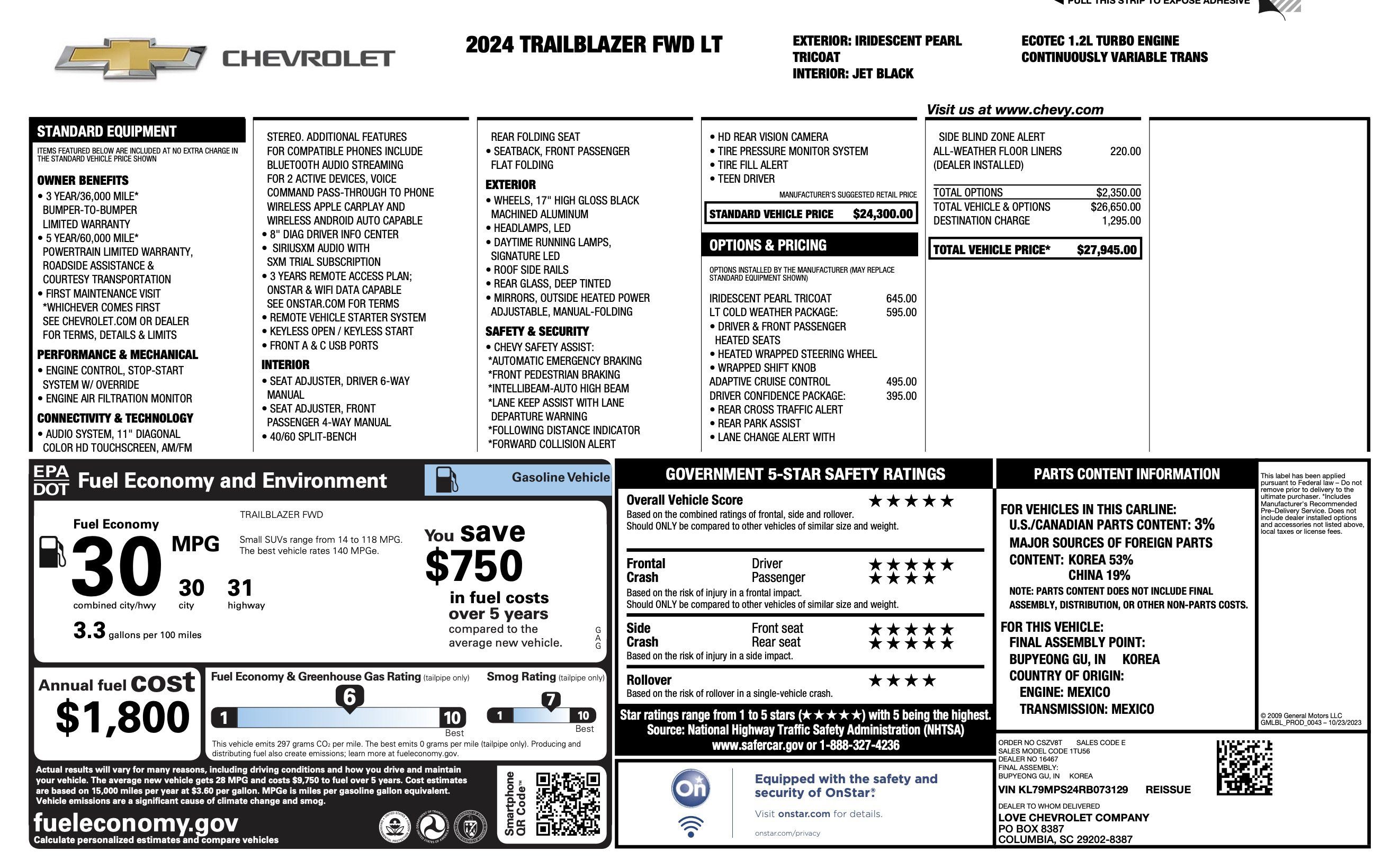 Used 2024 Chevrolet TrailBlazer LT w/ LT Cold Weather Package FWD image 5
