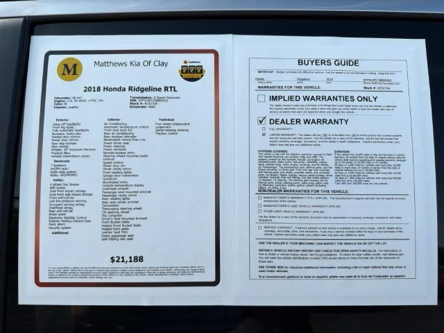 Used 2018 Honda Ridgeline RTL image 15
