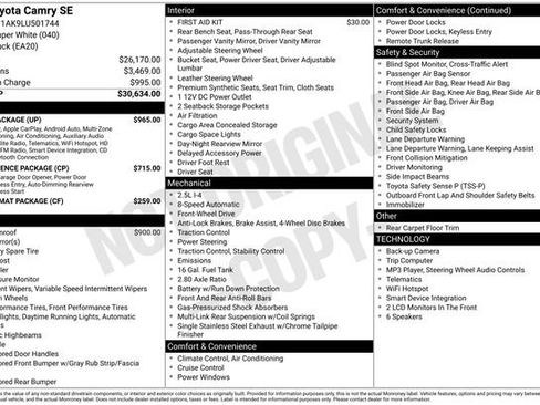 Used 2020 Toyota Camry SE w/ Audio Package FWD image 16