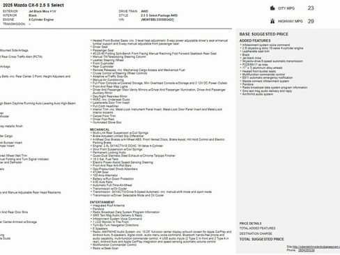 Certified 2025 MAZDA CX-5 AWD 2.5 S w/ Select Package image 1