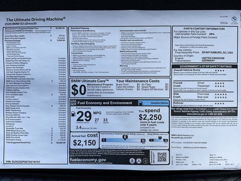 New 2026 BMW X3 xDrive30 w/ Premium Package image 37