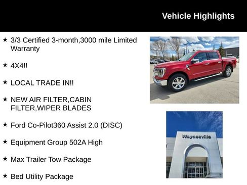 Used 2022 Ford F150 Lariat w/ Equipment Group 502A High image 2