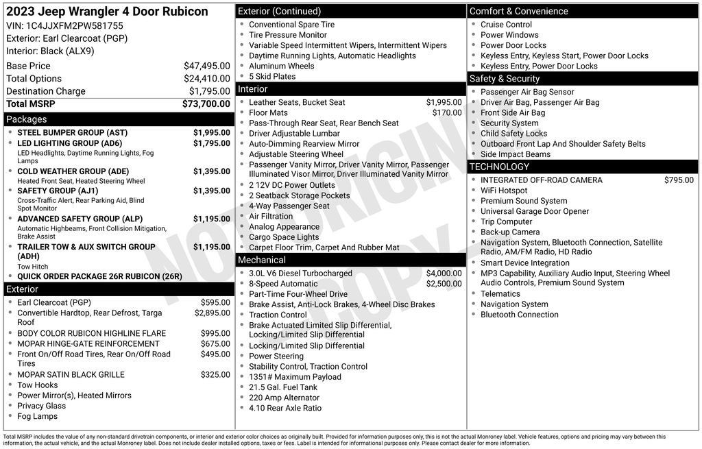 Certified 2023 Jeep Wrangler Unlimited Rubicon w/ Steel Bumper Group AWD/4WD image 50