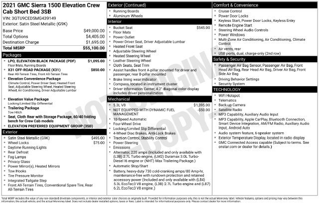 Used 2021 GMC Sierra 1500 Elevation w/ LPO, Elevation Black Package AWD/4WD image 6