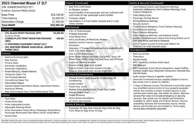 Used 2023 Chevrolet Blazer LT w/ LPO, Black Sport Package FWD image 28