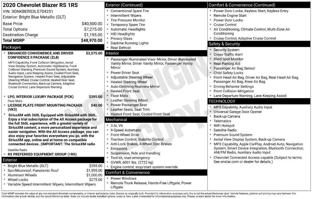 Used 2020 Chevrolet Blazer RS FWD image 2