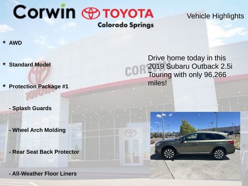 Used 2019 Subaru Outback 2.5i Touring w/ Protection Package #1 image 6