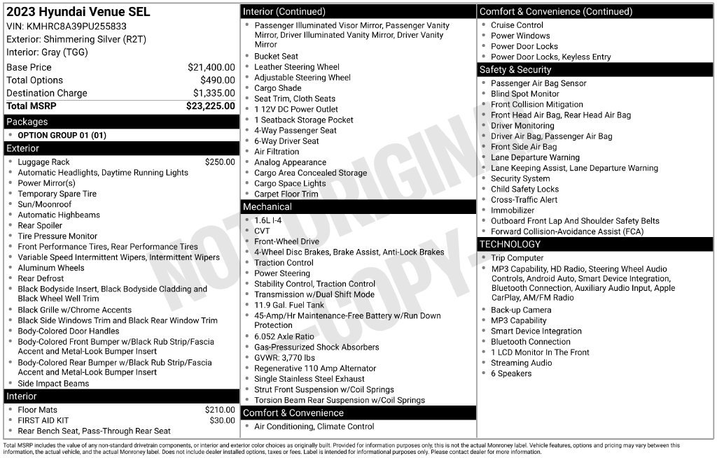 Used 2023 Hyundai Venue SEL FWD image 19