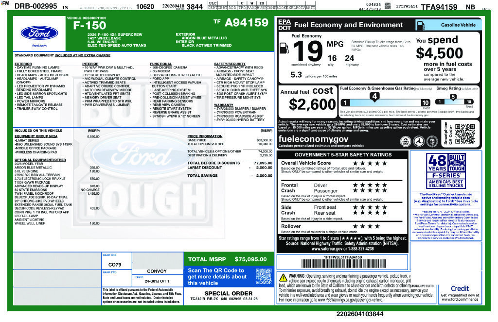 New 2026 Ford F150 Lariat w/ Equipment Group 502A High AWD/4WD image 6
