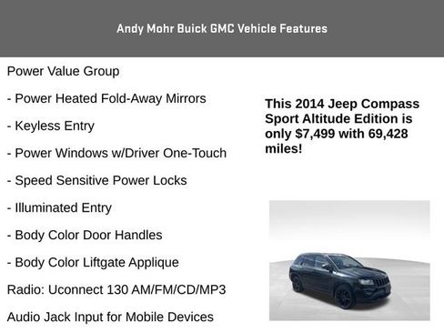 Used 2014 Jeep Compass Sport w/ Power Value Group FWD image 8