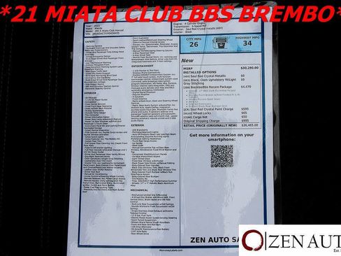 Used 2021 MAZDA MX-5 Miata Club w/ Brembo/BBS Recaro Package image 14